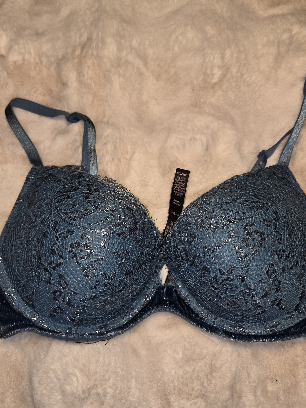 Victoria's Secret Teal Lace Push-Up Bra with Shimmer
